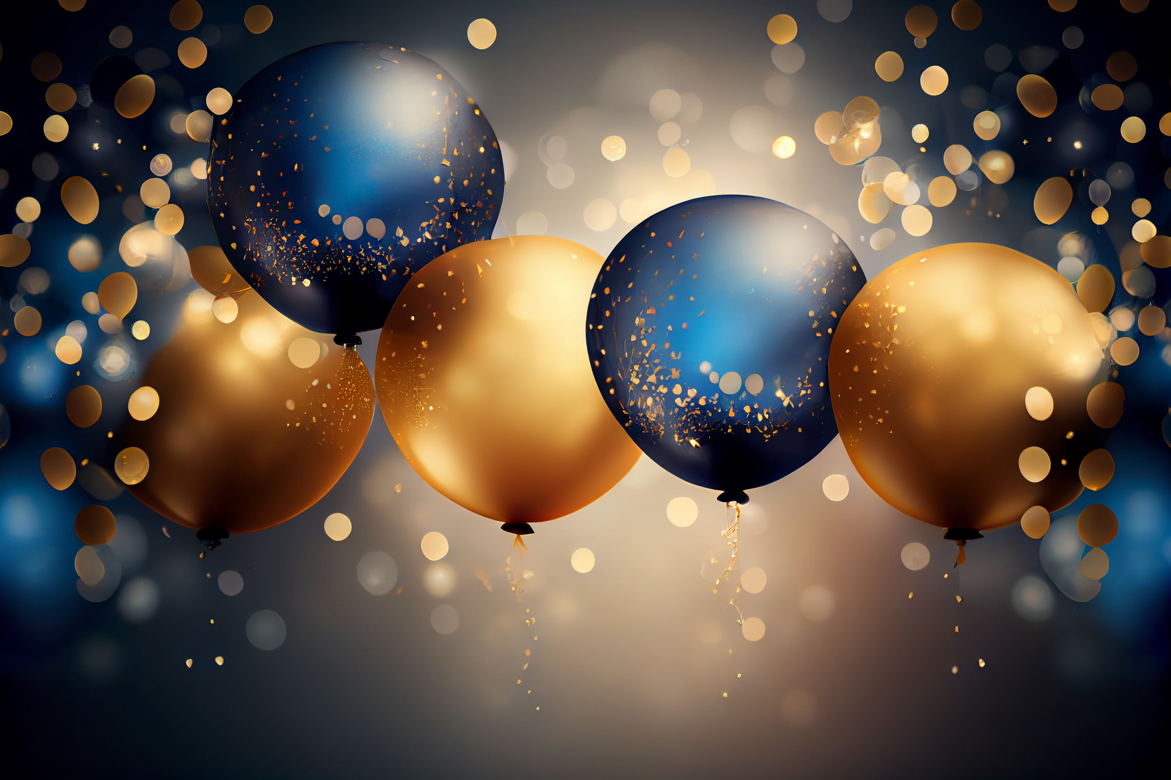 Festlicher Hintergrund mit Luftballons und Konfetti